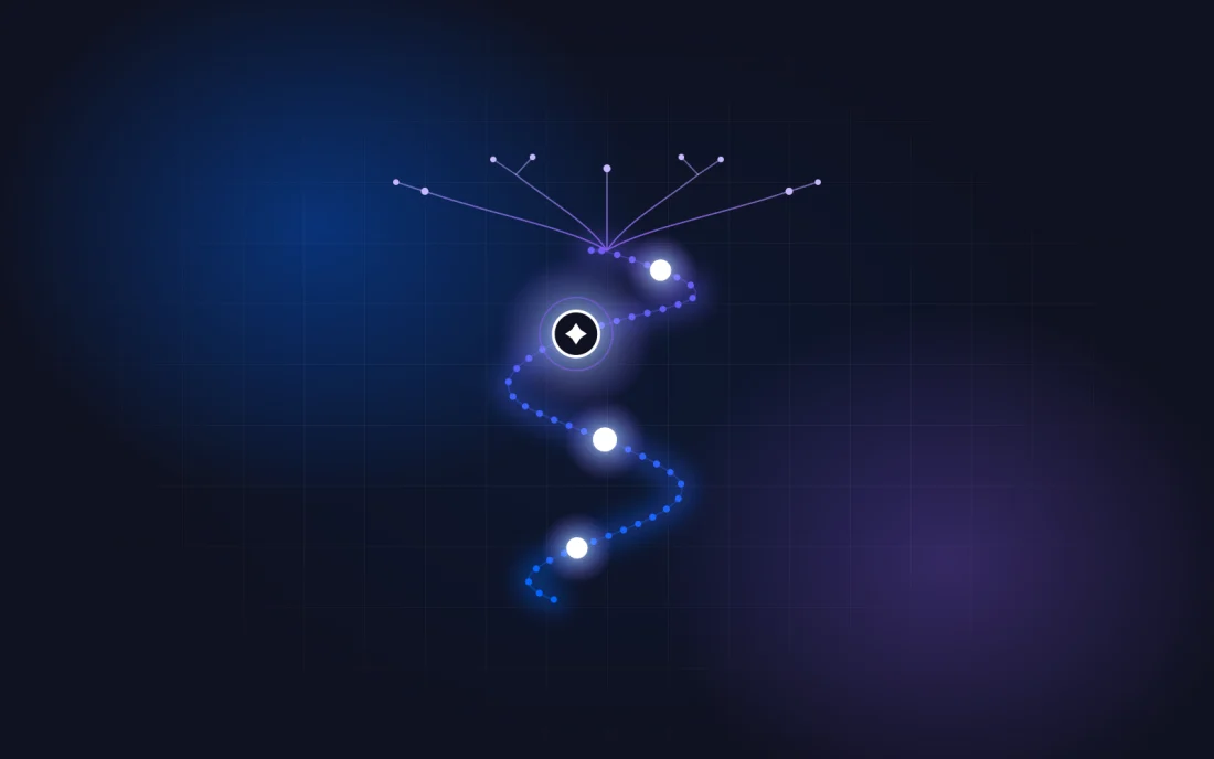 A winding line of light like the Nile, branching out at the top like a delta