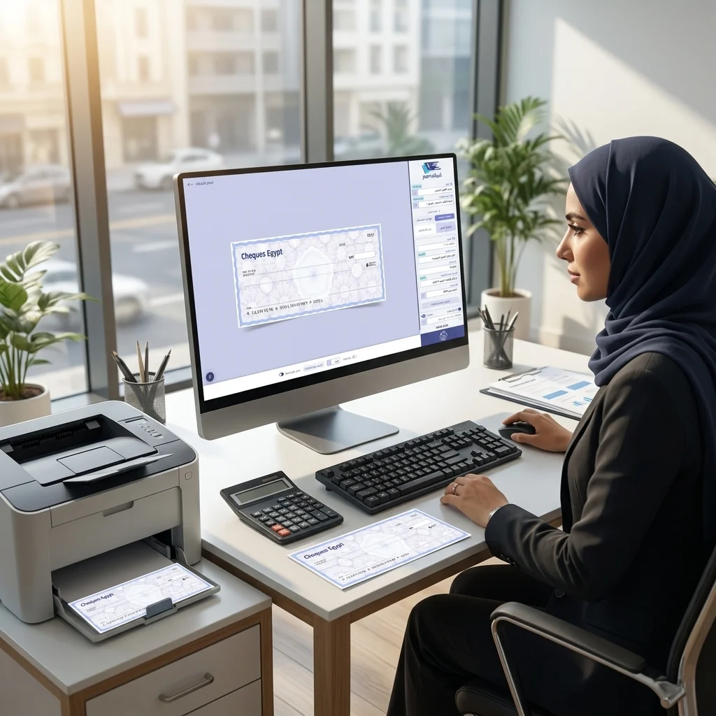 Printing cheques with Cheques Egypt at the office